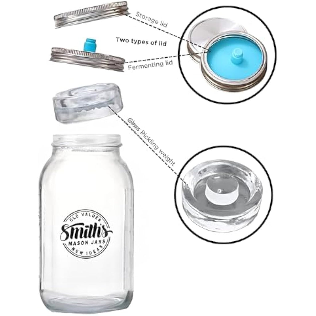 2L Glass Fermentation Jars with Airlock & Weights – 2 Pack