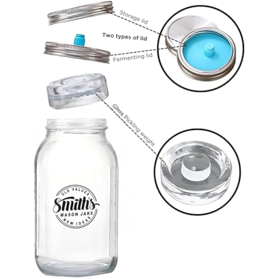 2L Glass Fermentation Jars with Airlock & Weights – 2 Pack