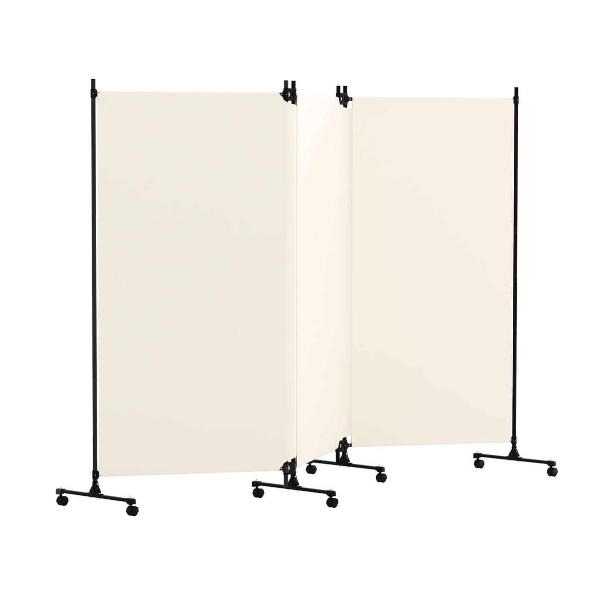 HIDODO 3 Panel Upgraded Room Divider with Wheels, 261cm W x 183cm H, Beige - image 1