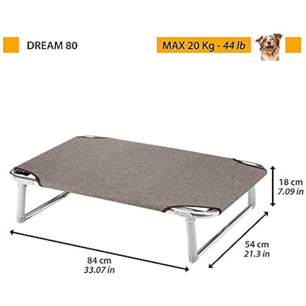 Ferplast Dream 80 Dog Bed – Foldable Aluminium Frame Cot, 84x54cm