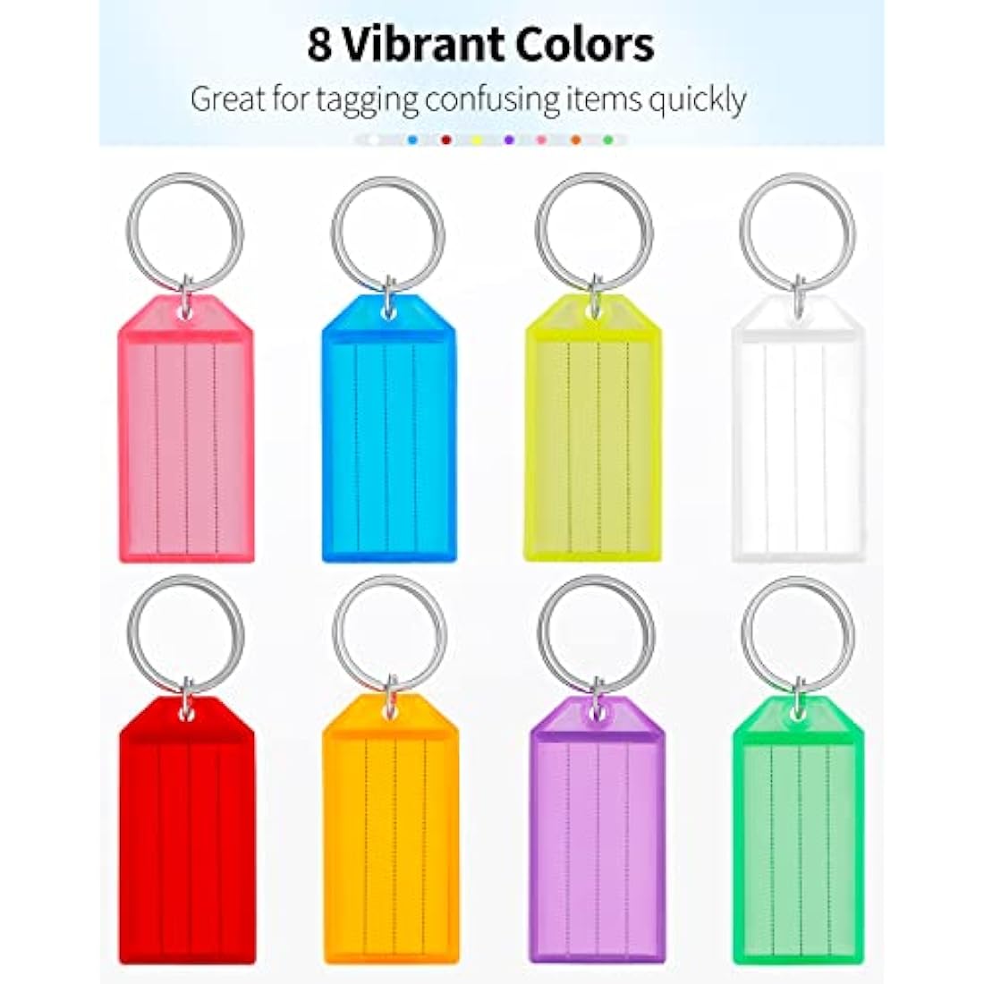 Uniclife Plastic Key Tags with Split Ring and Label Window – 40 Pack
