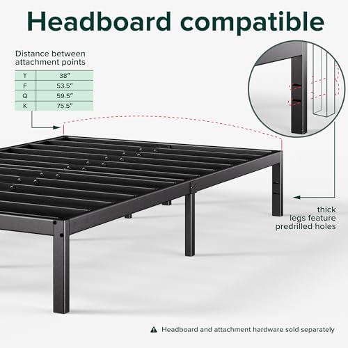 Zinus Elias Single Metal Bed Frame – 90x190cm with Underbed Storage