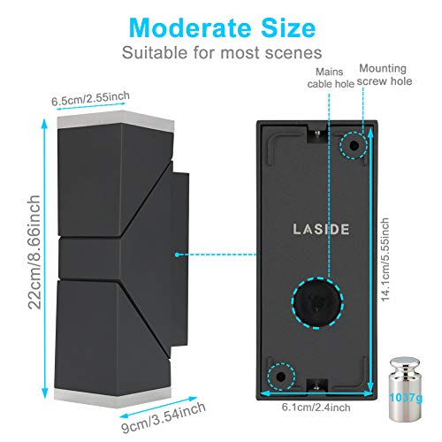 LASIDE Outdoor LED Wall Lights – Adjustable Anthracite Grey IP54 700LM