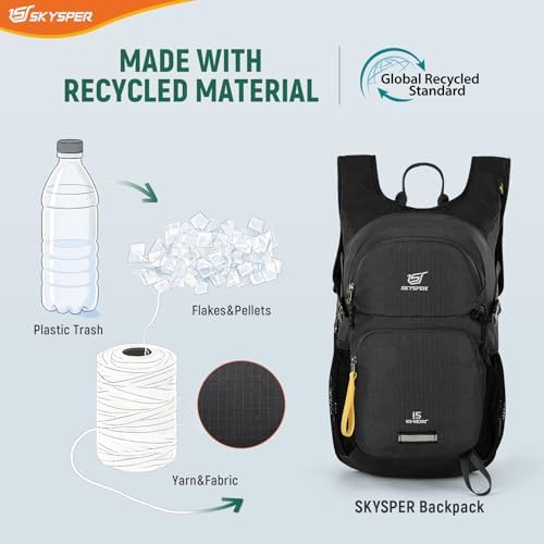 SKYSPER 15L Hiking Backpack – Lightweight Recycled Travel Day Pack
