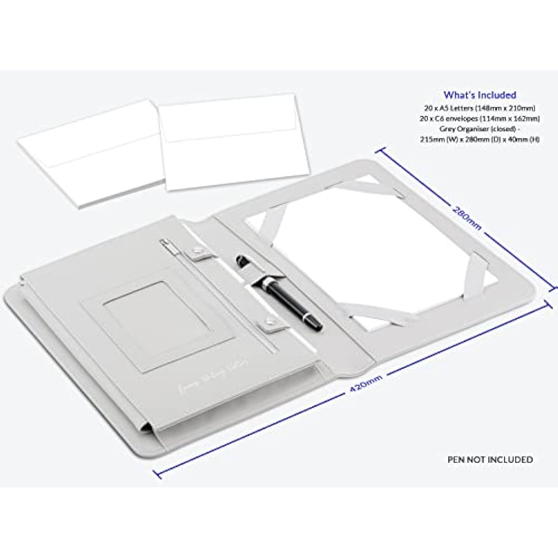Me Loovely A5 Letter Writing Paper and Envelopes Set with Grey Organiser