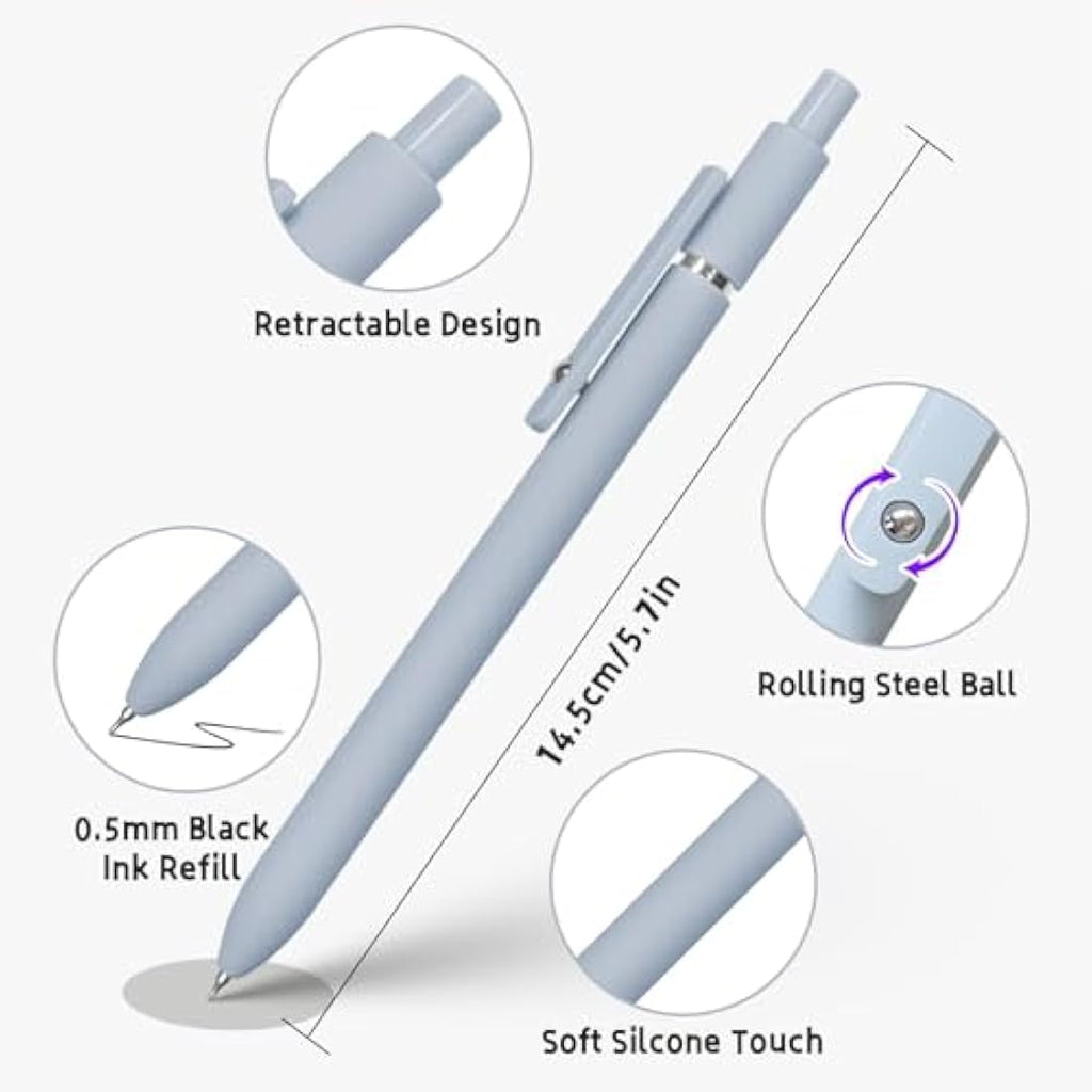 Jolof Store Gel Pens | 10 Pcs 0.5mm Fine Point Black Ink with Soft Grip