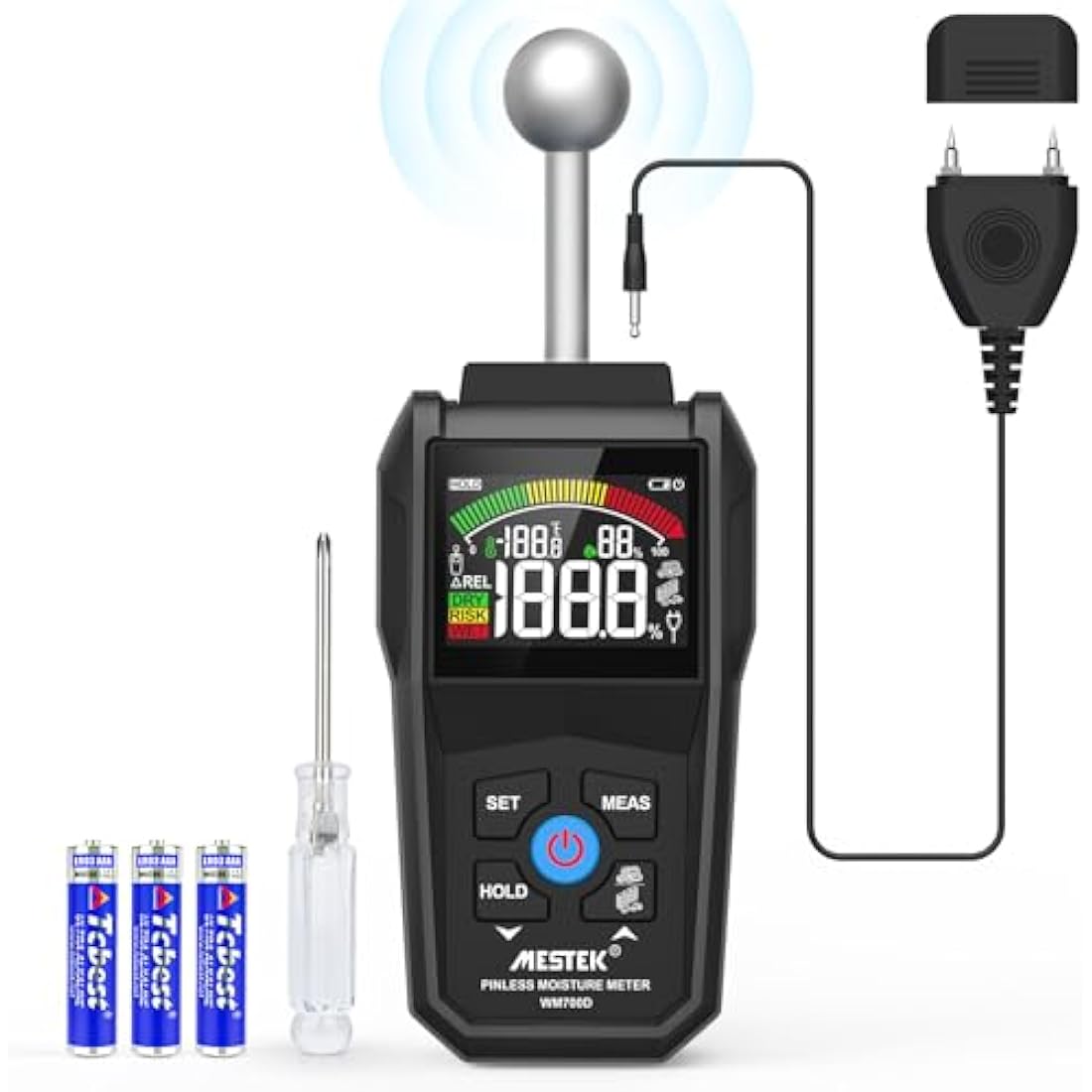 MESTEK 2-in-1 Moisture Meter | Pin & Pinless Damp Detector for Wood and Walls