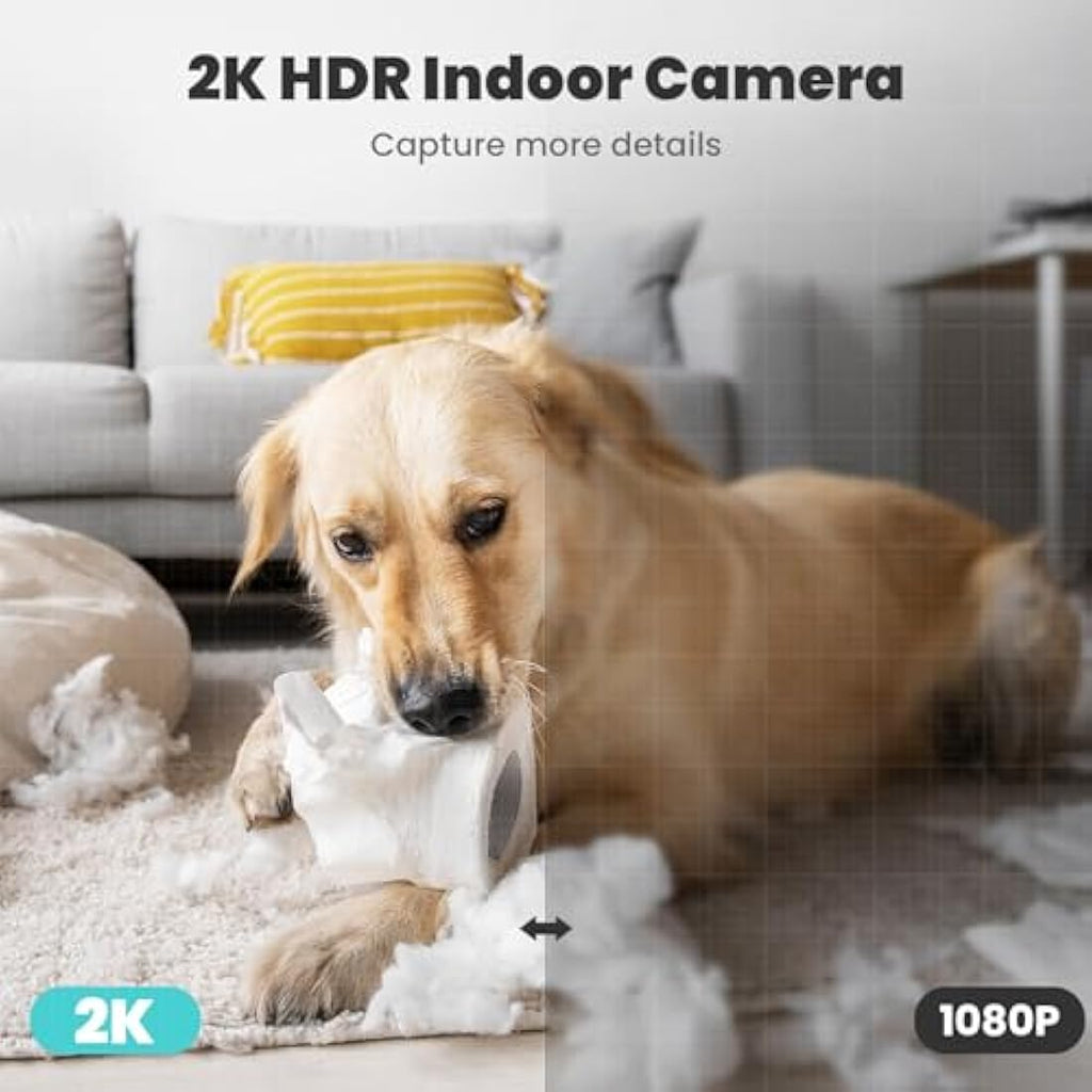 Litokam 2K Indoor Security Camera – 360° Auto Tracking Pet Monitor, 2 Pack