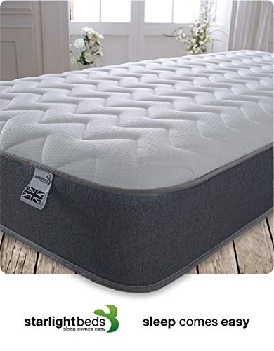 Starlight Beds Small Double Hybrid Mattress – Memory Foam & Springs, Grey