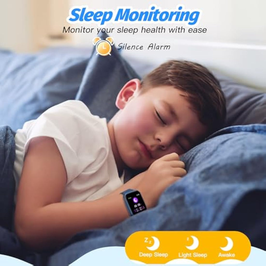 Kids Smart Watch – IP68 Waterproof Fitness Tracker (Blue)