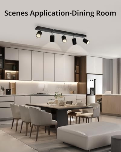 Gr4tec 5-Way LED Ceiling Light | Matte Black Modern GU10 Spotlight Bar