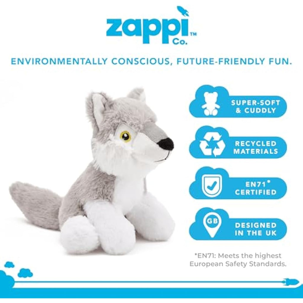 Zappi Co Wolf Plush Toy – 22cm Ultra Soft Recycled Eco-Friendly Stuffed Animal