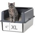 Stainless Steel Cat Litter Box – High-Sided Metal Pan with Lid