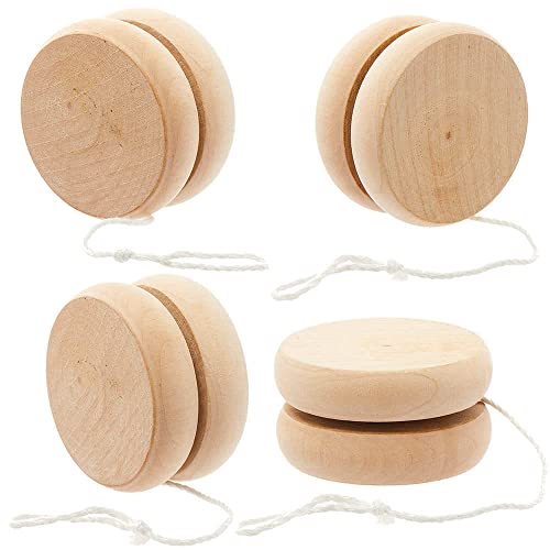 Baker Ross Wooden YoYo Spinning Tops – Pack of 4 DIY Party Bag Fillers