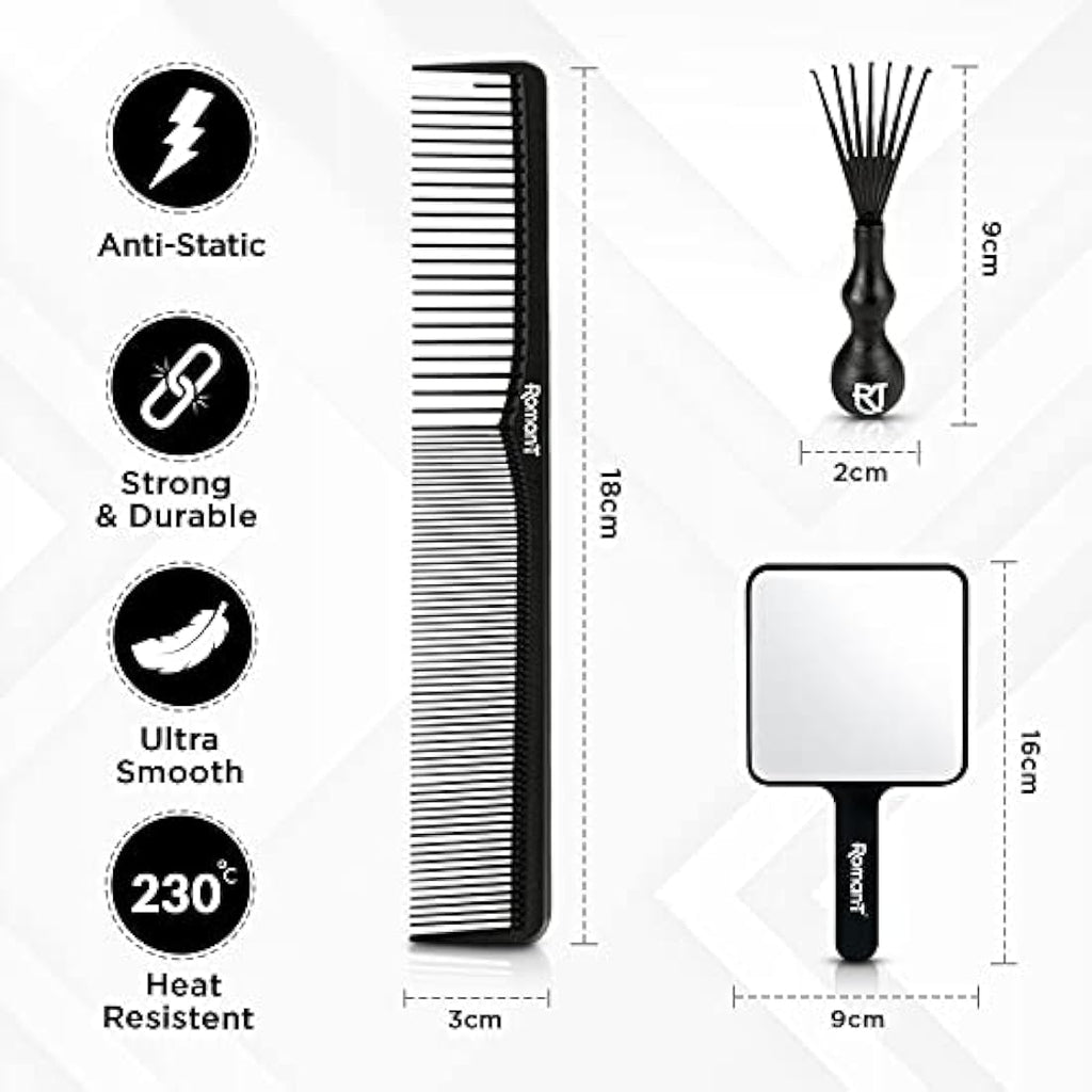 Roman-T 8-in-1 360 Wave Brush Kit – 3 Brushes, 2 Durags & Mirror Set