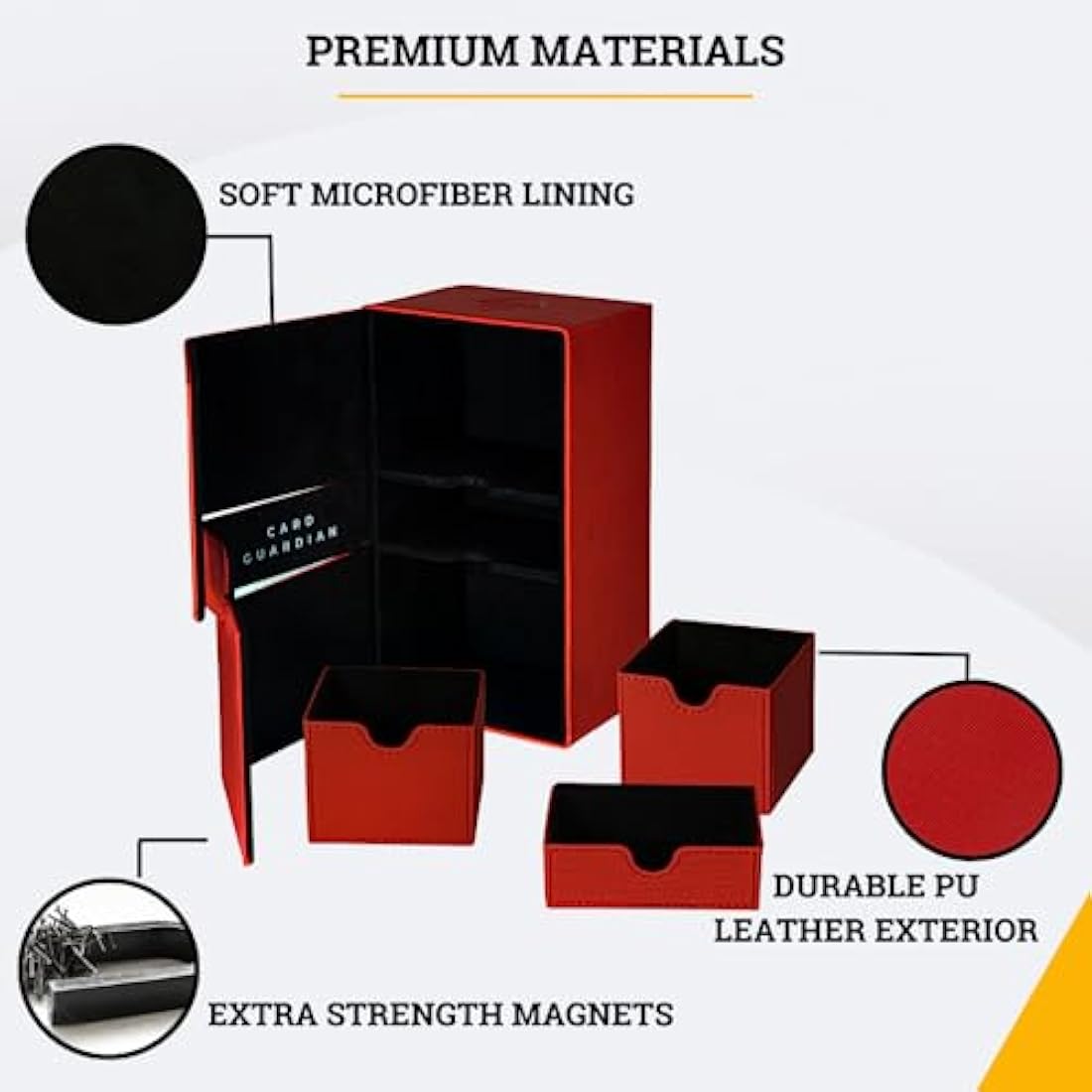 Card Guardian Double Deck Box for 200+ TCG Cards - Red PVC-Free
