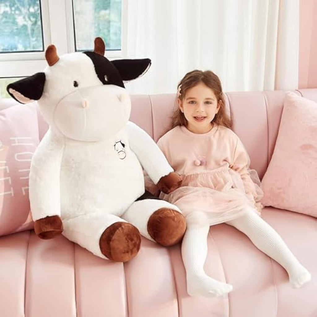 IKASA Giant Cow Stuffed Animal | Jumbo Soft Plush Toy, White, 78cm