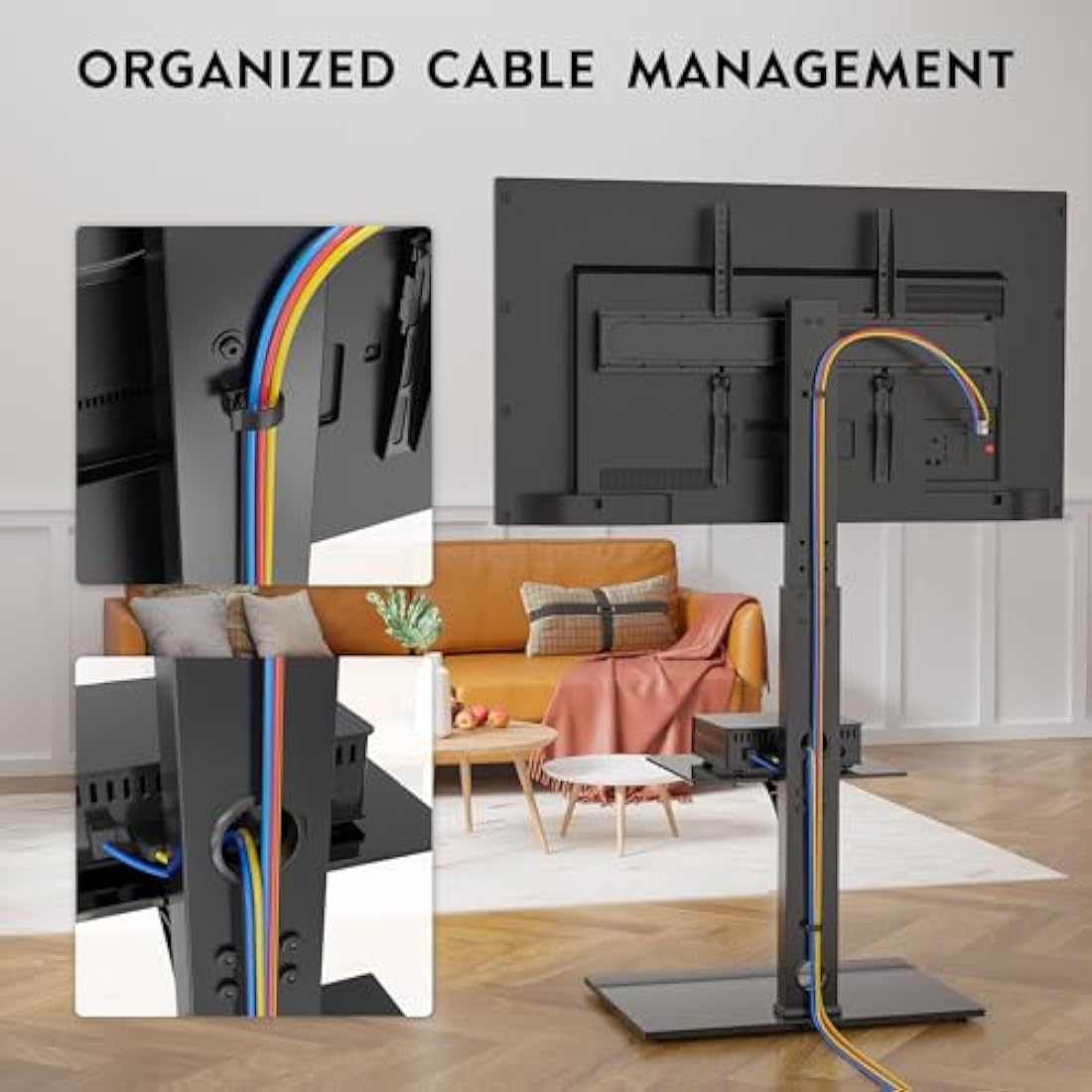 BONTEC Universal Floor TV Stand | 30-70 inch Swivel Mount with Glass Shelves