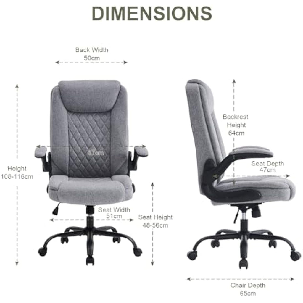 CASTLOVE Ergonomic Office Chair – High Back Fabric Desk Chair with Flip-Up Arms