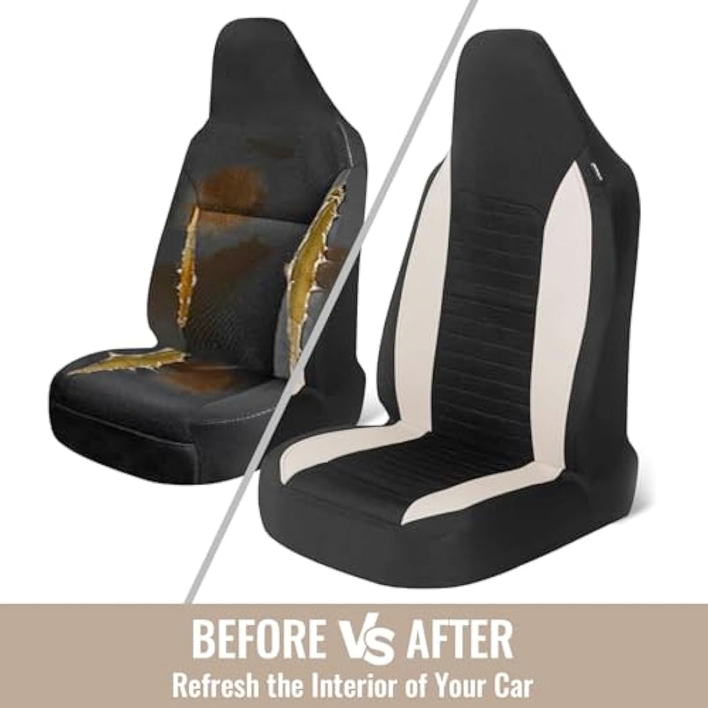 AUTOYOUTH Universal Car Seat Covers | Airbag Compatible Front Pair, Beige