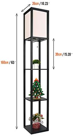 Modern Shelf Floor Lamp – 3-Tier Wooden Standing Light