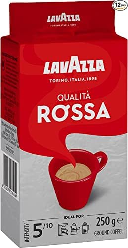 Lavazza Rossa Ground Coffee – 250g Italian Espresso Blend (Pack of 12)