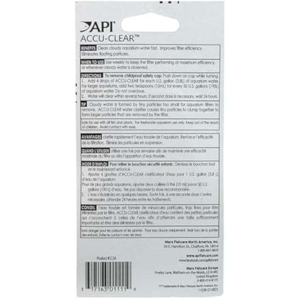 API Accu-Clear Freshwater Aquarium Water Clarifier - 37 ml Bottle