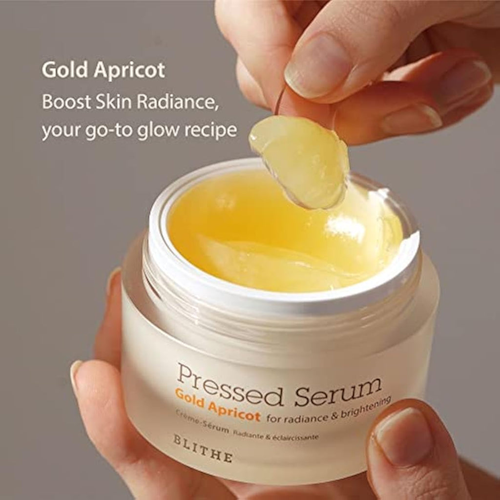 BLITHE Gold Apricot Pressed Serum – Hydrating 2-in-1 Face Moisturizer