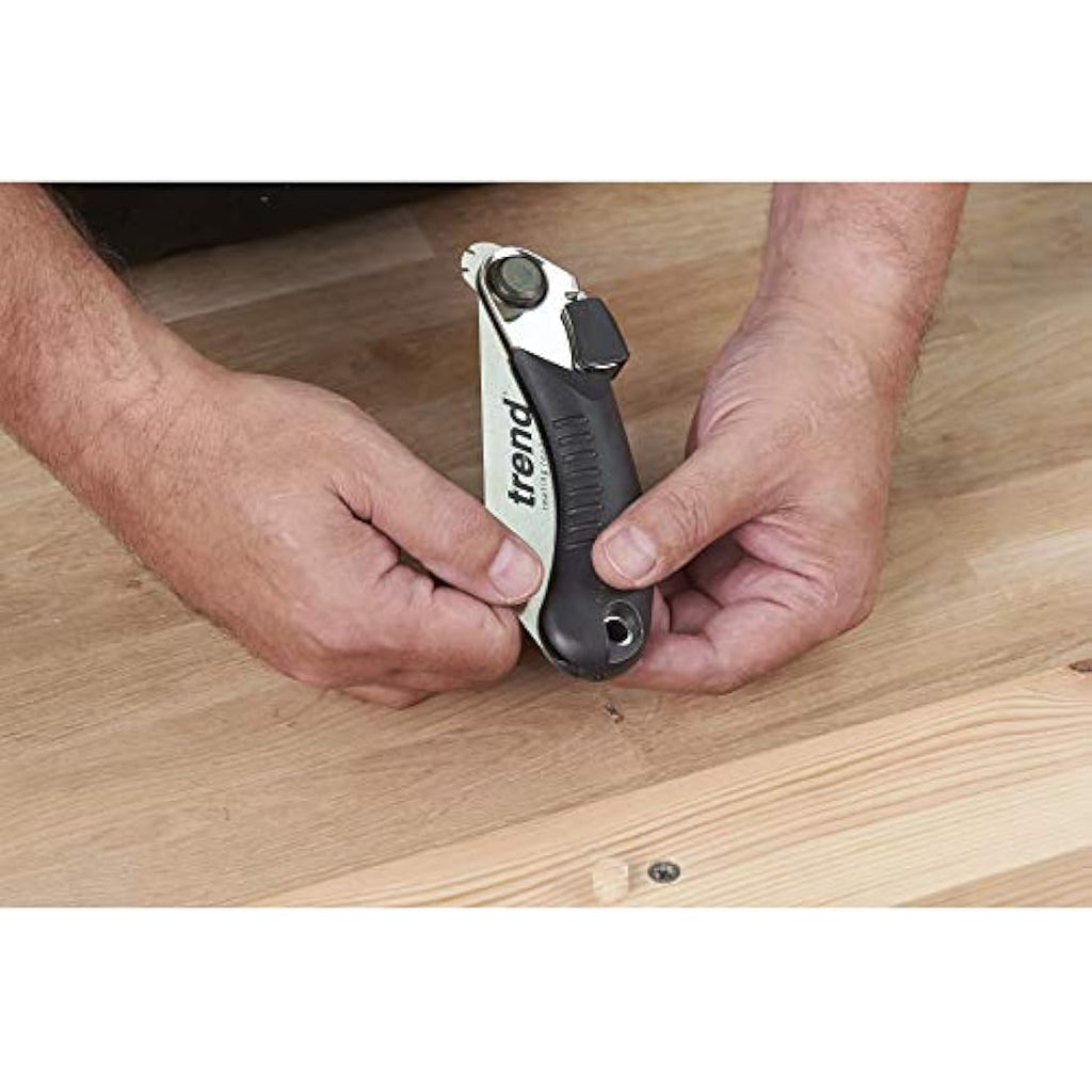 Trend Folding Flush Cut Saw – 120mm Carbon Steel Blade for Dowels