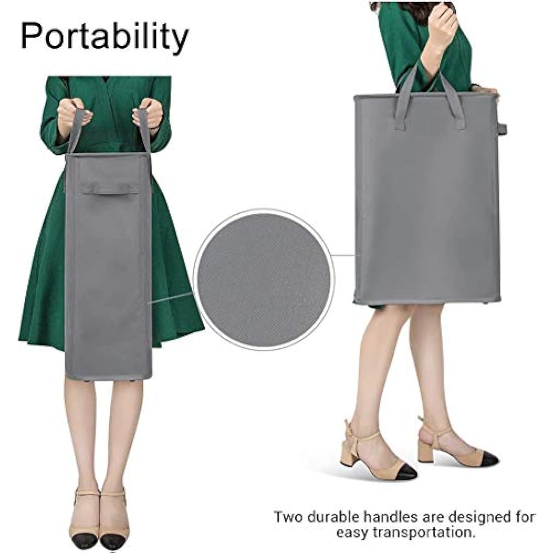 Chrislley Slim Laundry Basket – Foldable 600D Oxford Narrow Hamper