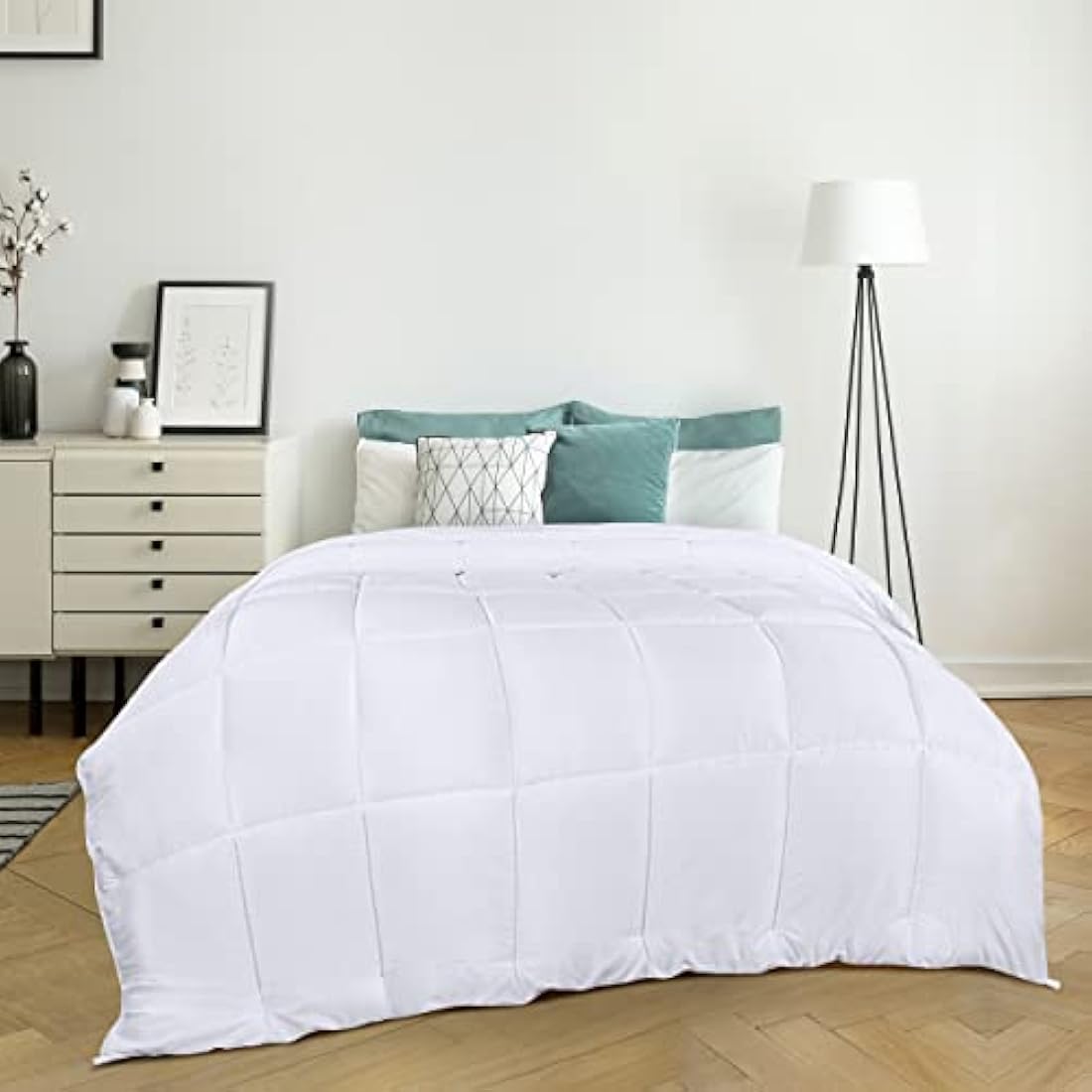 Utopia Bedding 4.5 Tog Single Duvet – White Microfiber Box Stitched Quilt