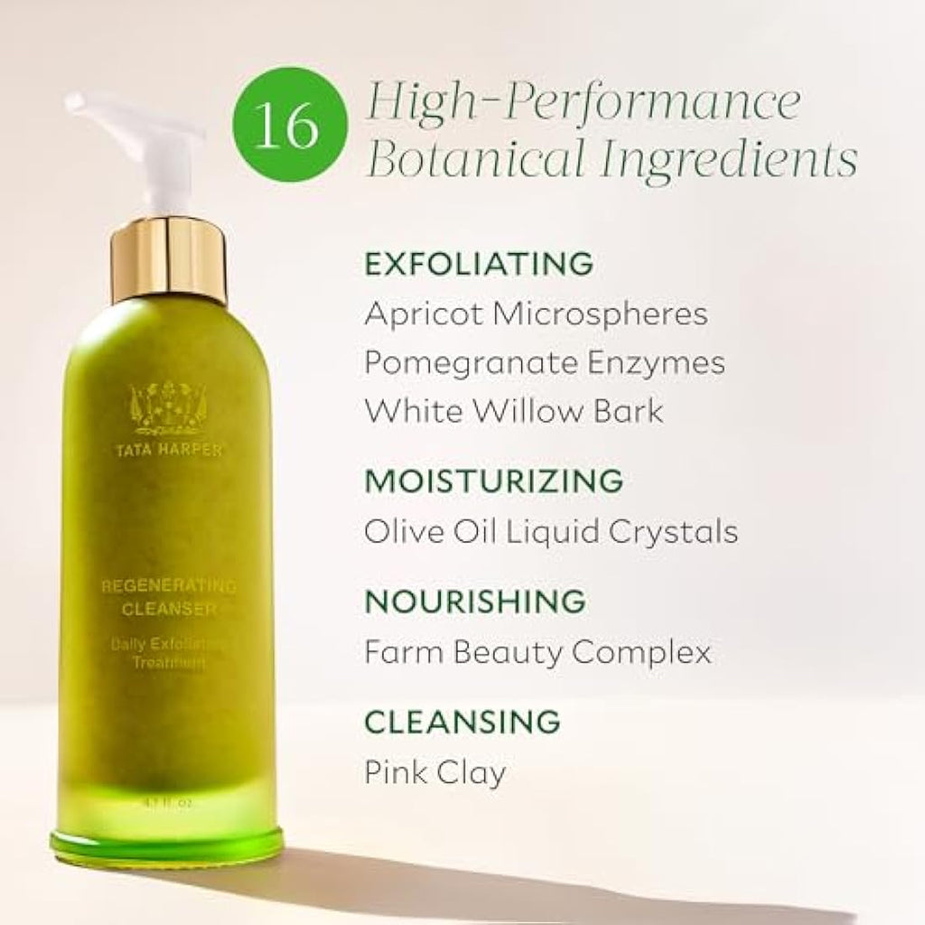 Tata Harper Regenerating Cleanser – Natural Exfoliating Facial Wash 4.1oz