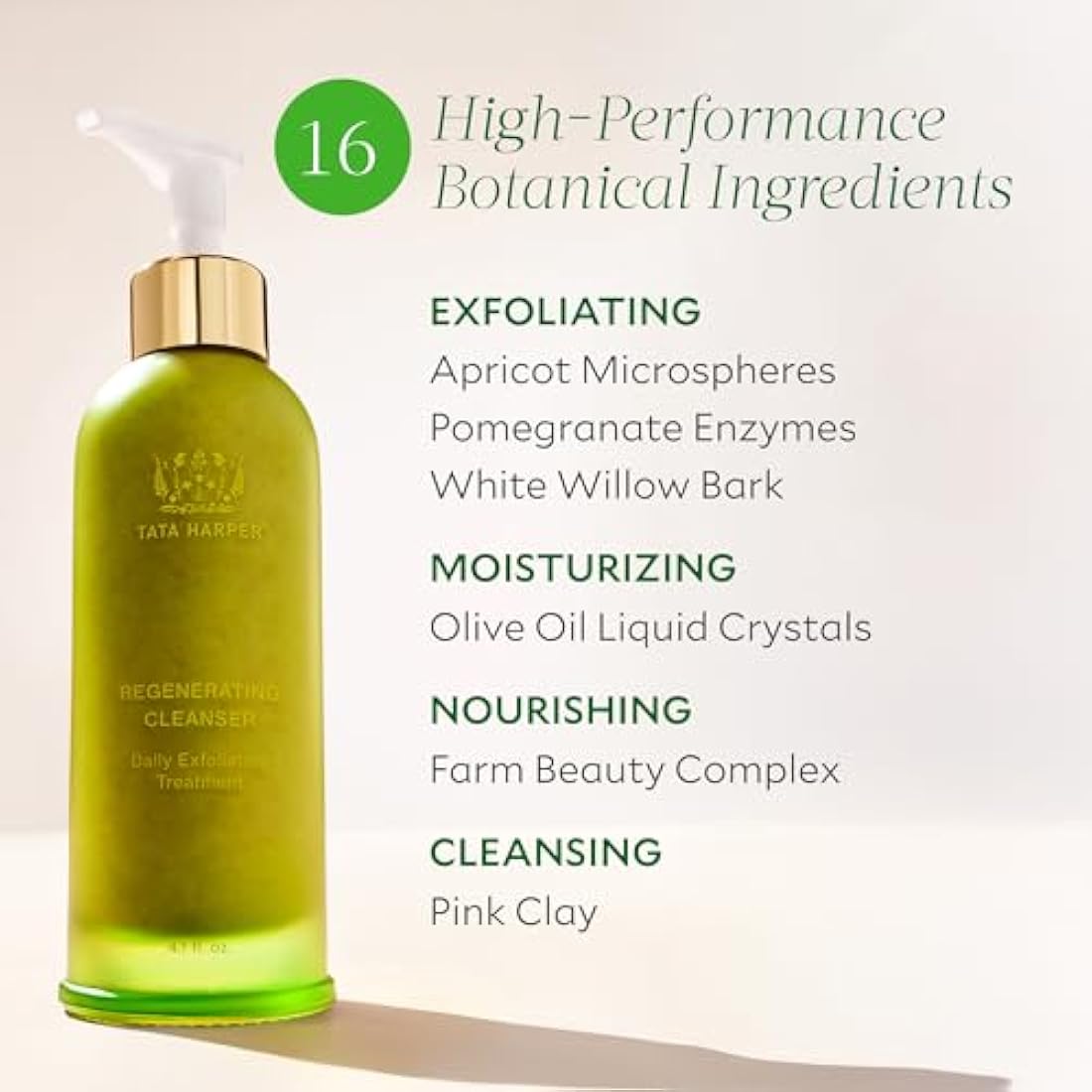 Tata Harper Regenerating Cleanser – Natural Exfoliating Facial Wash 4.1oz