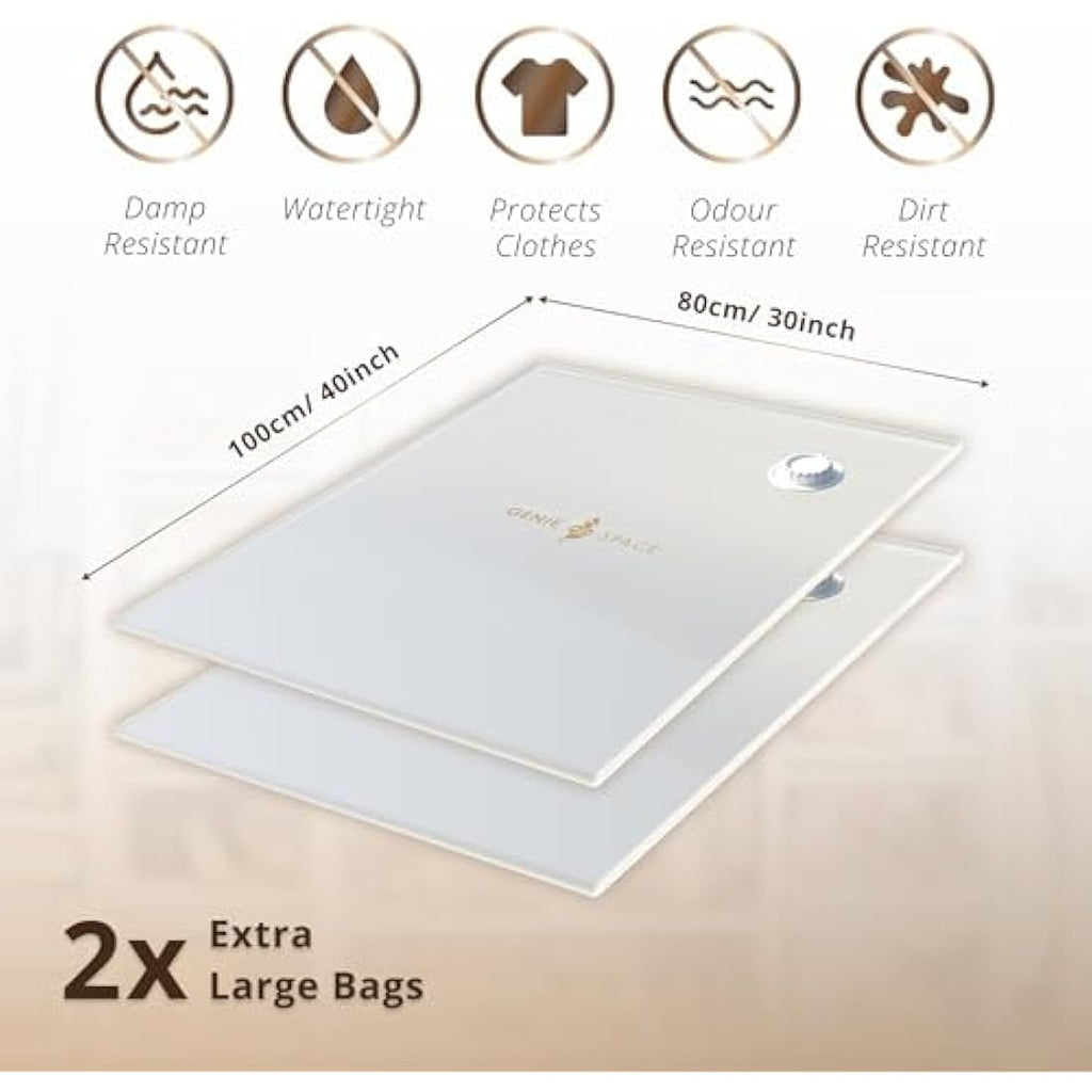 Genie Space Vacuum Storage Bags | 110-Micron Airtight XL 2-Pack