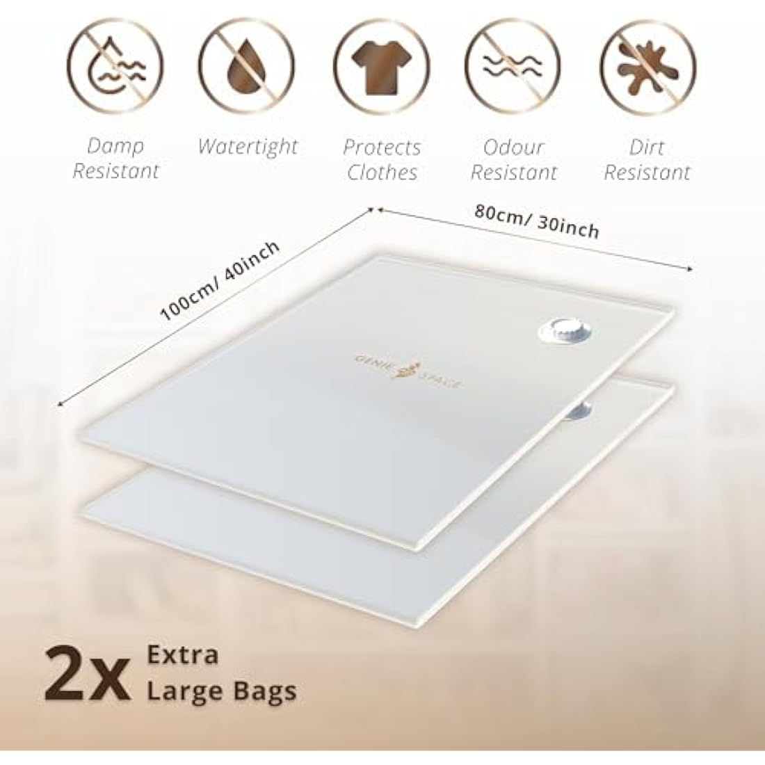Genie Space Vacuum Storage Bags | 110-Micron Airtight XL 2-Pack