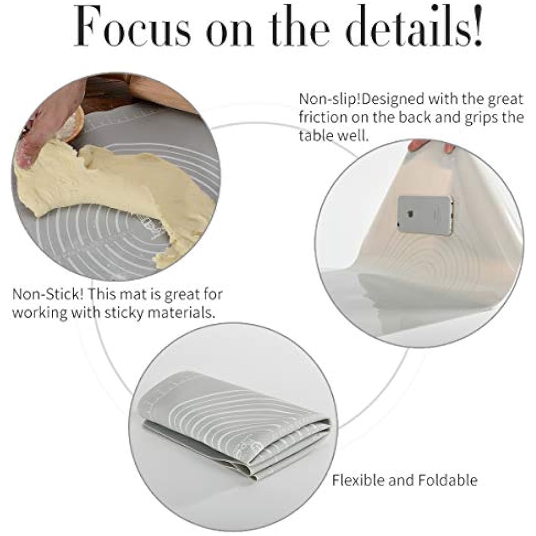 Jolof Store Silicone Pastry Mat | Nonstick Dough Kneading Board (80x60cm)