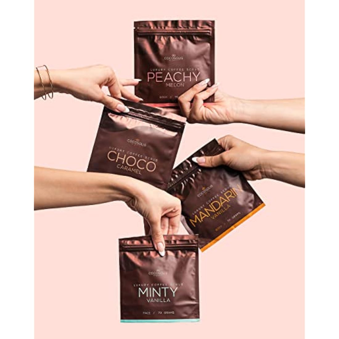 COCOSOLIS Coffee Scrub Set | 4-Pack Organic Face & Body Exfoliator (280g)