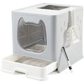 Vealind Top Entry Cat Litter Box with Drawer and 3-Way Locking Door
