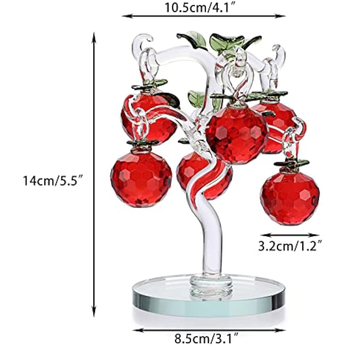 Crystal Glass Apple Tree – Red Feng Shui Table Figurine