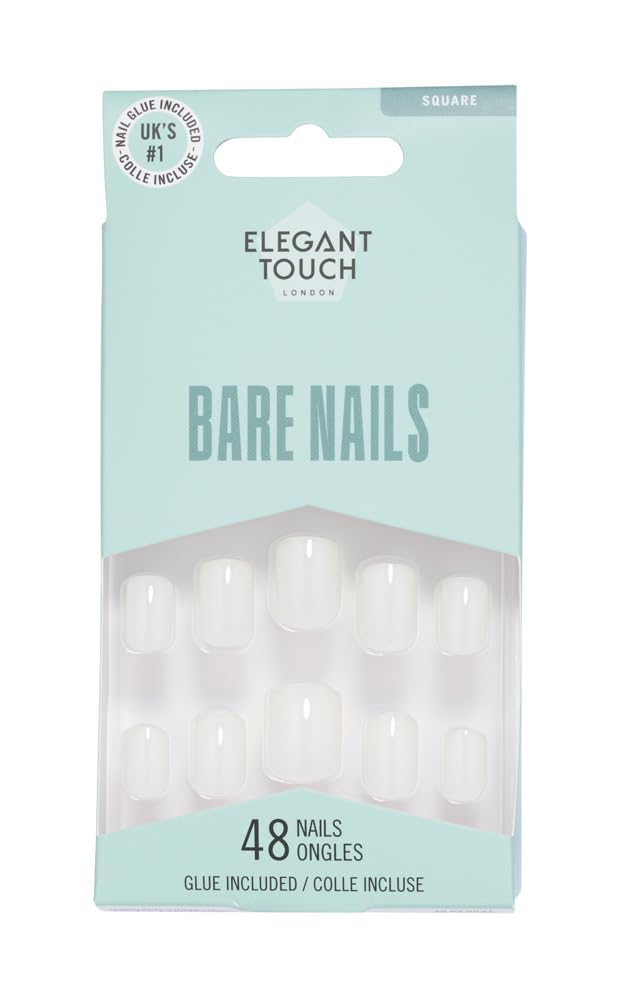 Elegant Touch Bare Nails – Square French Manicure Press-On Nails