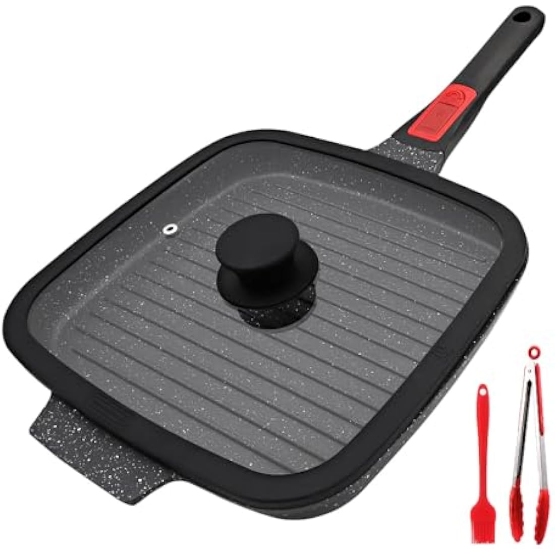 RANX INGST Non-Stick Griddle Pan with Lid | 26cm Cast Aluminium Steak Pan