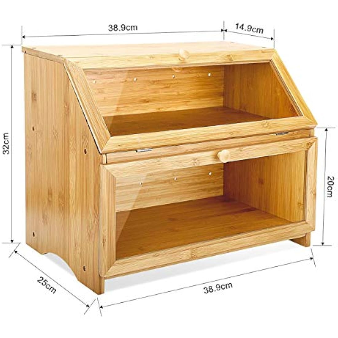 Leader Accessories Large 2-Layer Bamboo Bread Box – Double Decker Bin