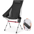 High Back Camping Chair – Adjustable Lightweight Foldable Black