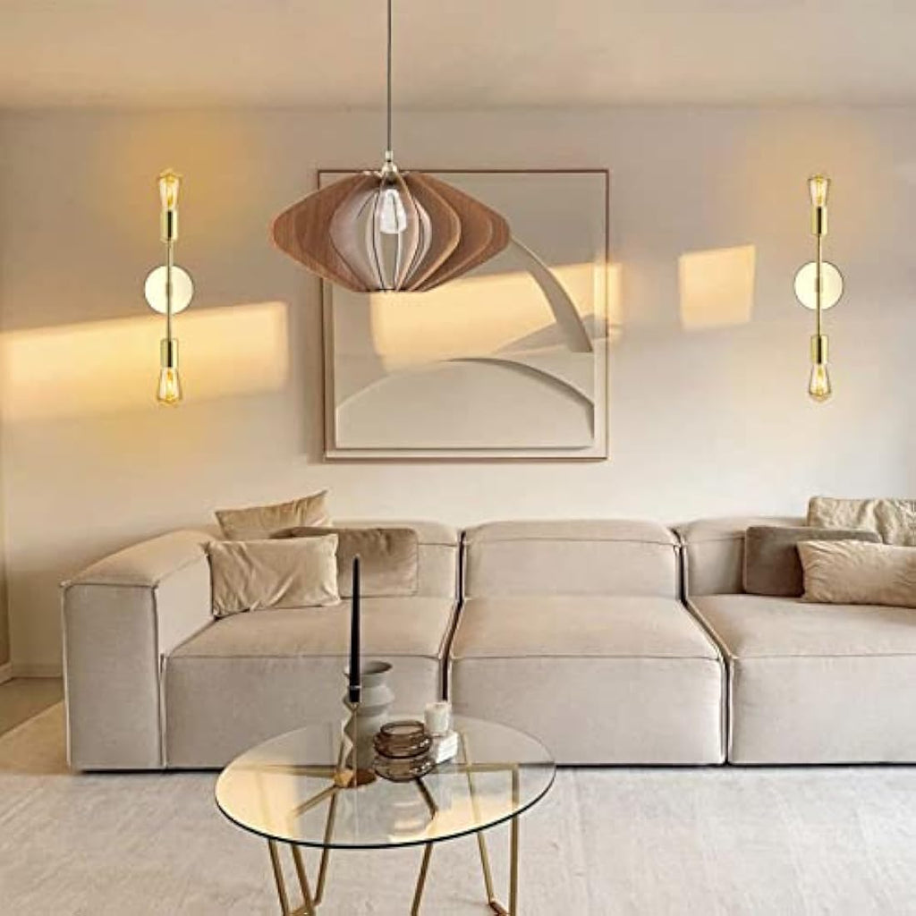 Jolof Store Brushed Gold Wall Sconces | Modern 2-Light Vanity Fixtures