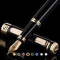 Scriveiner Black Lacquer Fountain Pen | 24K Gold Plating, Fine Nib
