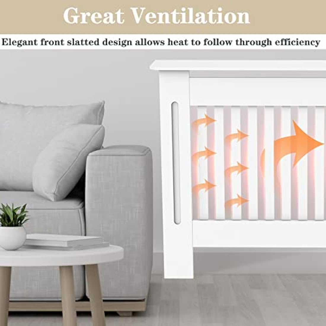 Royalswill White Radiator Cover – Small Vertical Slatted MDF Cabinet