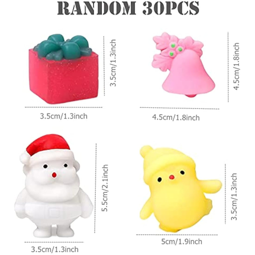 Jolof Store 30Pcs Christmas Mochi Squishy Toys – Mini Fidget Stress Pack