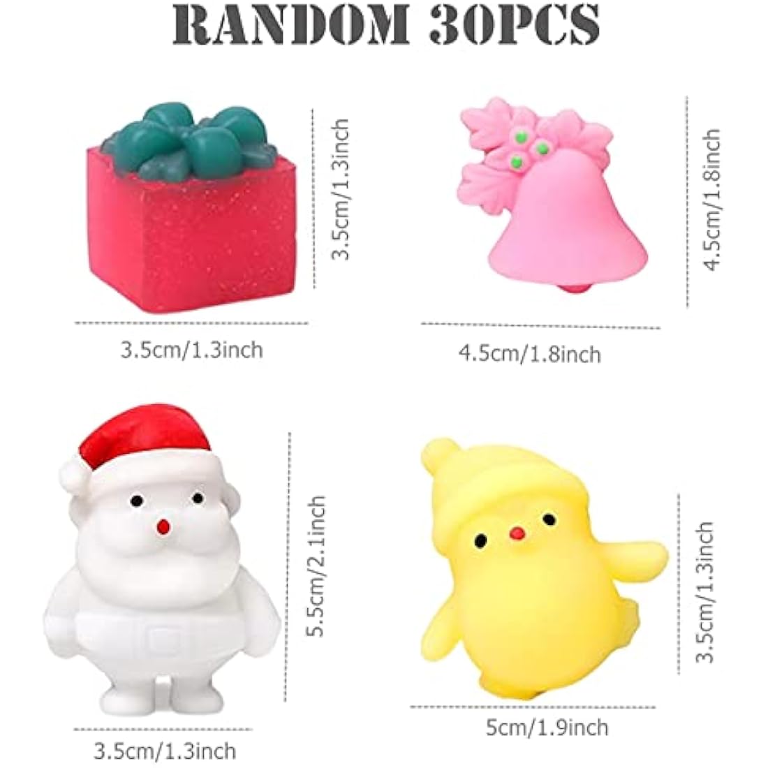 Jolof Store 30Pcs Christmas Mochi Squishy Toys – Mini Fidget Stress Pack