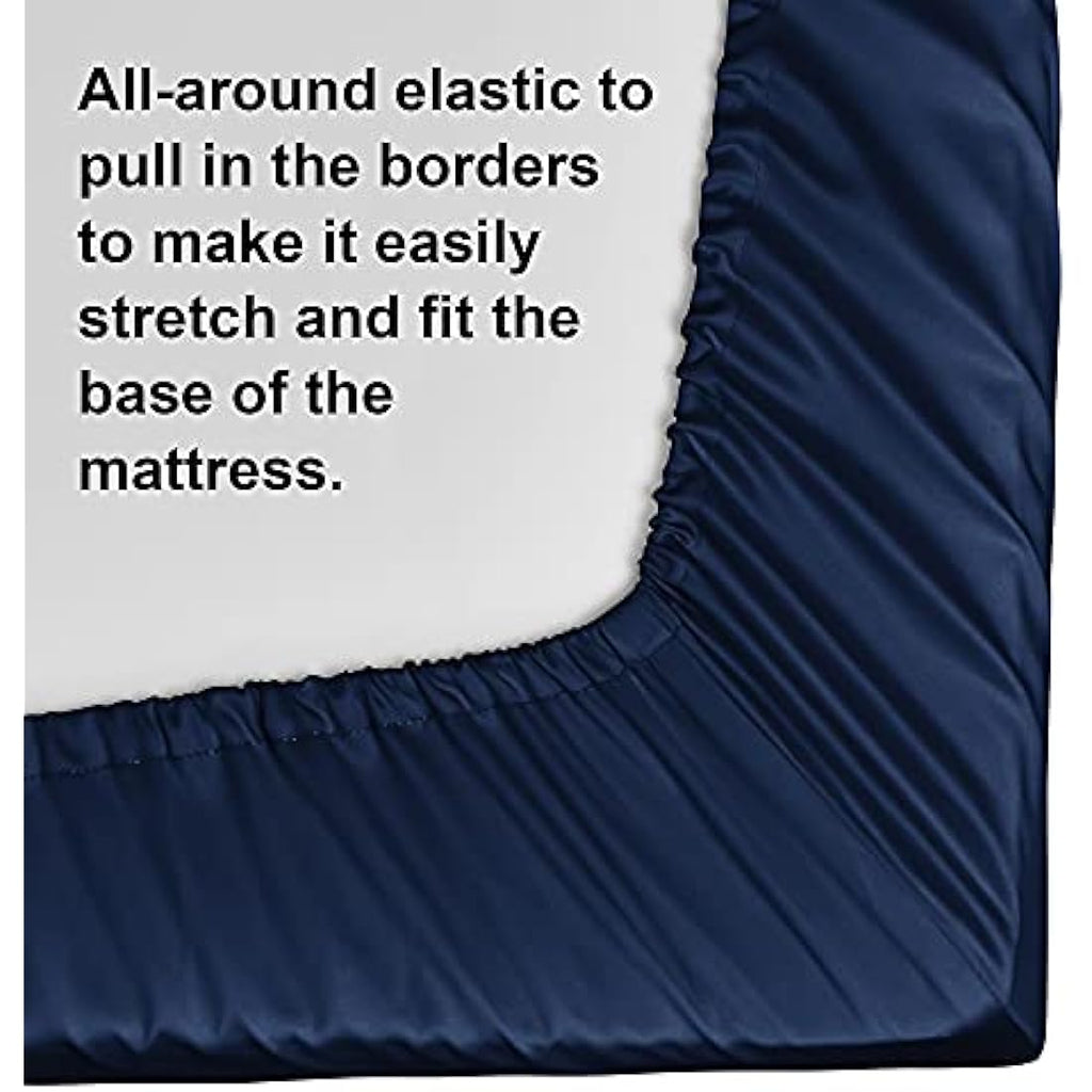 NTBAY Egyptian Cotton Super King Fitted Sheet - 500 Thread Count, Navy