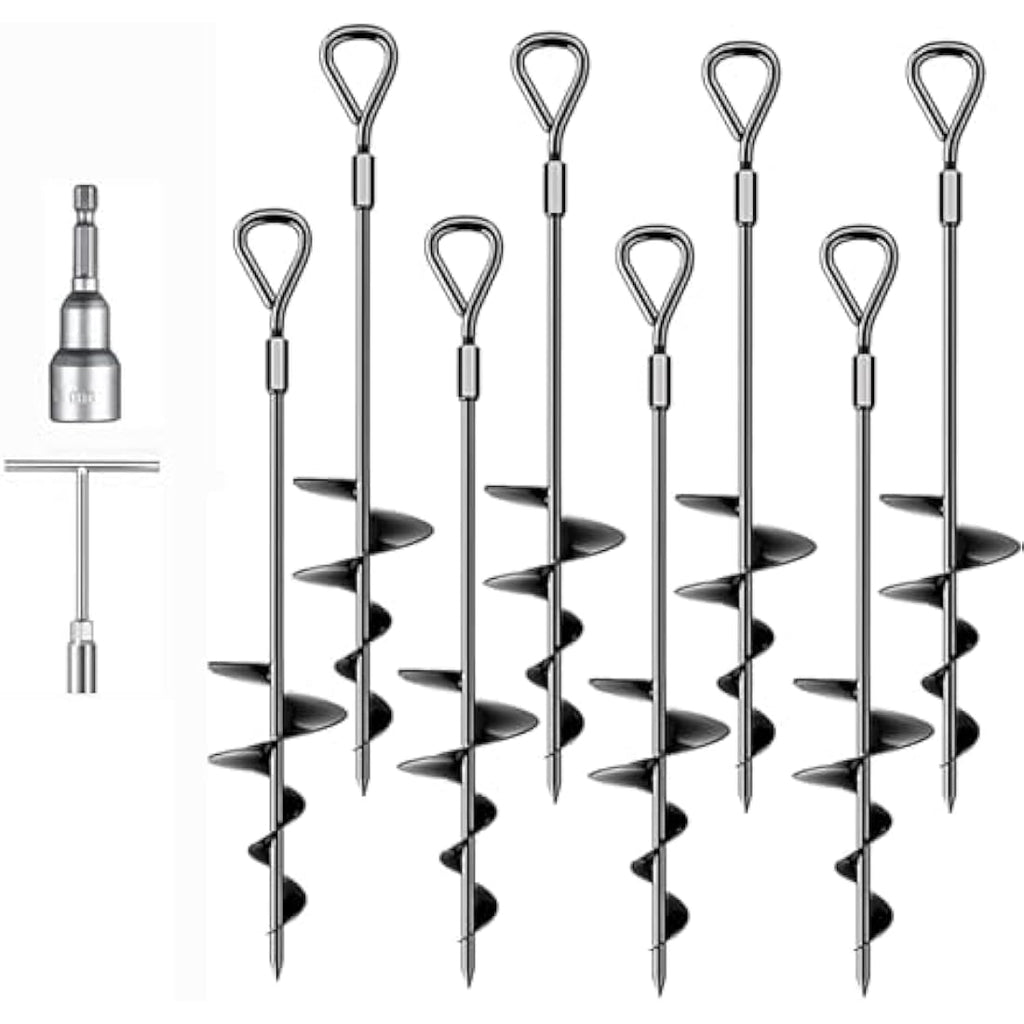 8 Pack Heavy Duty Ground Anchors – 45cm Steel Trampoline Pegs
